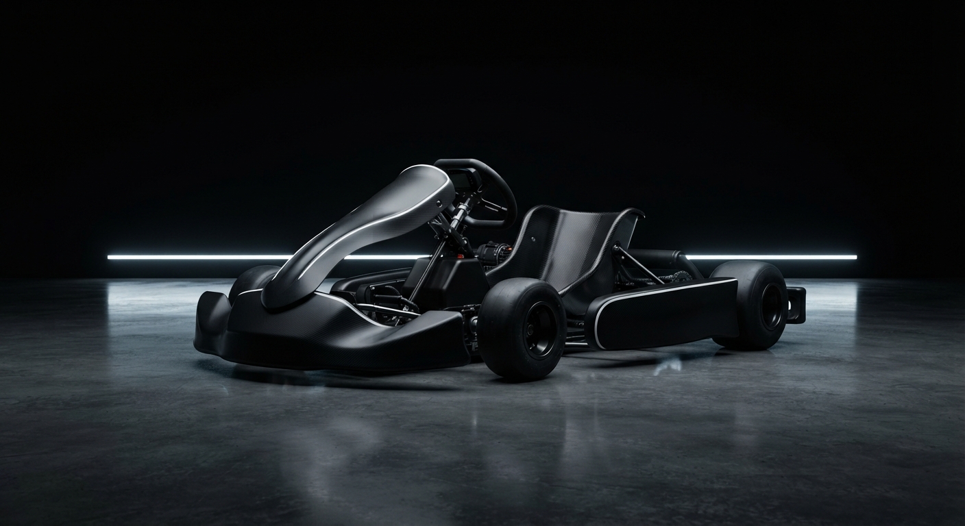 Kart électrique noir sur sol en béton poli
